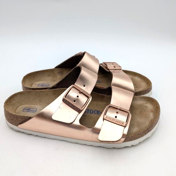 Birkenstock Arizona Soft Footbed Sandal Unisex Metallic Copper Sz US W8/M6 EU39 - Picture 3 of 16
